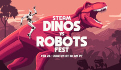O Steam's Dinos vs. Robots Fest está programado para trazer ofertas de jogos em um monte de títulos estelares dos últimos anos. (Fonte da imagem: Steam no YouTube)