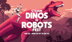 O Steam&#039;s Dinos vs. Robots Fest está programado para trazer ofertas de jogos em um monte de títulos estelares dos últimos anos. (Fonte da imagem: Steam no YouTube)