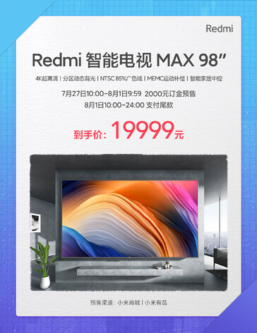 Venda da Redmi Max 98. (Fonte da imagem: Redmi TV)