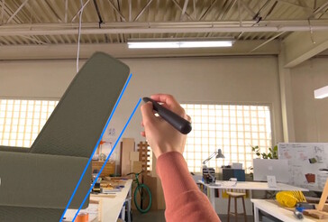 Acessórios como a caneta espacial Logitech Muse agora são compatíveis com a interação com mundos 3D. (Fonte da imagem: Apple)