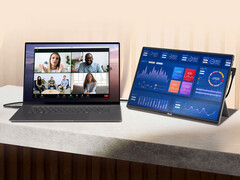 A nova tela OLED de 16 polegadas tem um preço de lançamento de 299,90 euros na UE. Na foto: uma imagem promocional mostrando o monitor portátil conectado a um laptop.