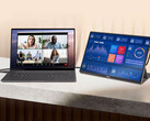 A nova tela OLED de 16 polegadas tem um preço de lançamento de 299,90 euros na UE. Na foto: uma imagem promocional mostrando o monitor portátil conectado a um laptop.