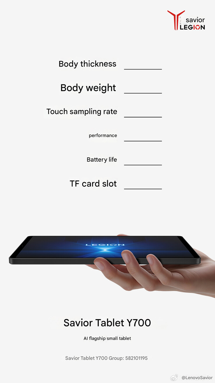 A Lenovo compartilha que o Legion Tab Gen 4 terá um slot para cartão TF (Fonte da imagem: Lenovo - tradução automática)