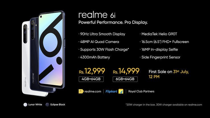 Realme 6i specs e preço (imagem via Realme no Twitter)