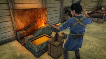 Uma imagem que mostra um ferreiro em Sengoku Dynasty.