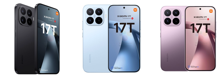 Renderizações de alta resolução do Xiaomi 17T.