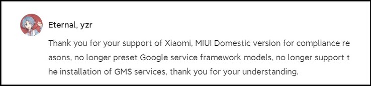 Postagem no fórum Xiaomi. (Fonte da imagem: Xiaomi - tradução automática)