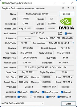 GPU-Z GeForce MX450