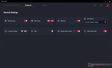 A chave GPU MUX é comutada através do menu Configurações Gerais. Um reinício do sistema é necessário