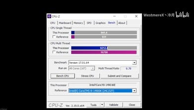 O 14901KE foi testado com o CPU-Z