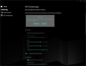 Configurações no modo manual