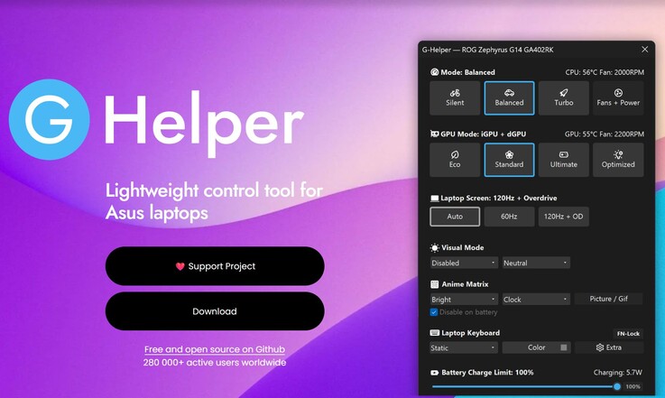 A página da Web do G-Helper (Fonte da imagem: Captura de tela, g-helper.com)
