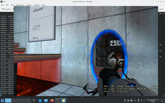 Captura de tela de Portal com aproximadamente 60 FPS em uma máquina virtual (Imagem: Asahi Blog).