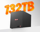 O ME Pro 370 de quatro compartimentos custa a partir de cerca de US$ 634 na China. Na foto: uma imagem promocional do NAS destacando o suporte a 132 TB de armazenamento.