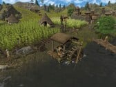 Uma imagem mostrando vários personagens em Dawn of Man.