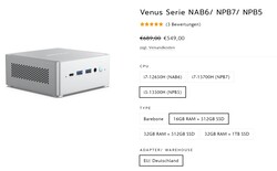 Minisforum Venus Series NPB5, configurações (fonte: Minisforum)