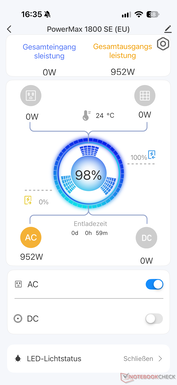 Visão geral com fluxo de potência e chave AC/DC