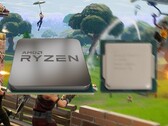 O AMD Ryzen 7 5700G oferece um desempenho muito mais rápido sobre o Intel Core i7-10700 em jogos como Fortnite. (Fonte de imagem: AMD/Intel/Epic - editado)