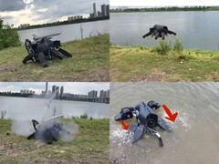 Na foto, o robô voando, nadando, andando e disparando mísseis (Fonte da imagem: Chris Wabs; capturas de tela editadas)