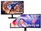 Samsung Odyssey G8 (em cima) e ViewFinity S8 (embaixo).