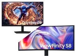 Samsung Odyssey G8 (em cima) e ViewFinity S8 (embaixo).
