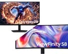 Samsung Odyssey G8 (em cima) e ViewFinity S8 (embaixo).