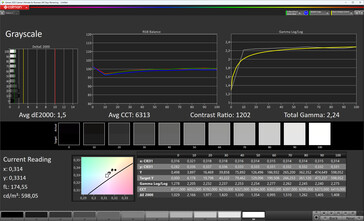 Escala de cinza (esquema de cores Original Color Pro, equilíbrio de branco quente, espaço de cores alvo: sRGB