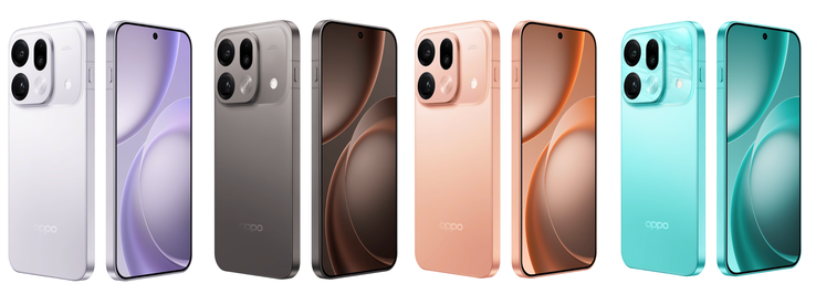 As renderizações oficiais do Find X9s Pro em todas as opções de cores.