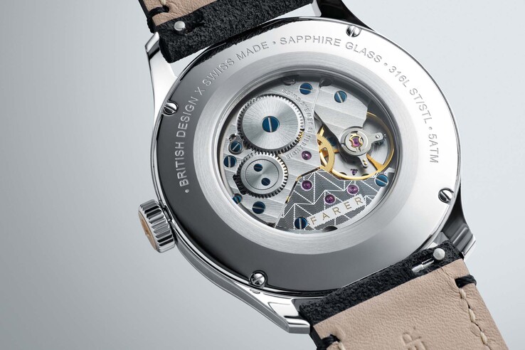 O Farer Lissom é alimentado pelo calibre de corda manual La Joux-Perret D100, fabricado na Suíça (Fonte da imagem: Farer)