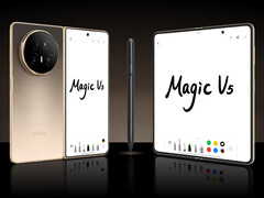 O Magic V6 deverá ser mais fino e mais leve do que o Magic V5, que aparece na foto. (Fonte da imagem: Honor)