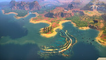 Uma imagem que mostra o mapa-múndi em *Humankind*.