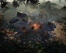 Uma imagem mostrando um acampamento e mercenários em Wartales.