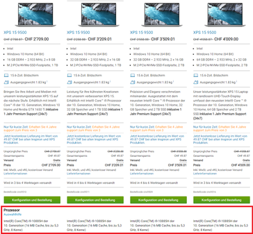 Dell XPS 15 9500 com i9-10885H. (Fonte da imagem: Dell Suíça)