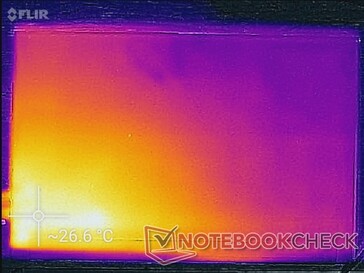 Mapa de temperatura (atrás). O monitor é mais quente perto dos portos