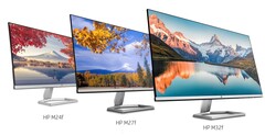 Os novos monitores HP da série M FHD, fabricados com 85% de plástico reciclado. Imagem via HP