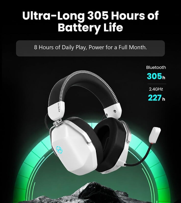 Os fones de ouvido para jogos Edifier G5 Max oferecem até 305 horas de autonomia da bateria