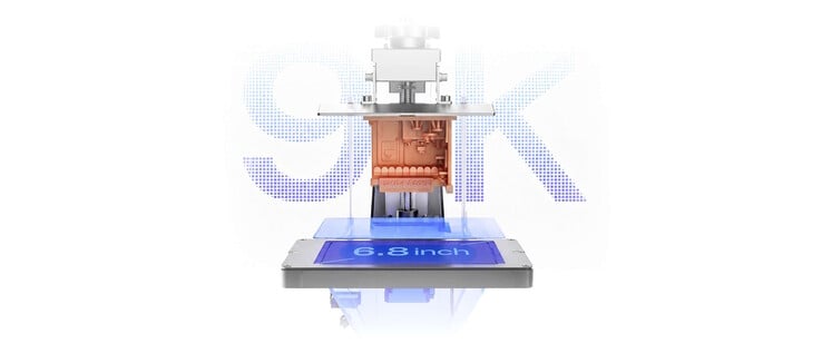 A tela de 6,8 polegadas possui uma resolução de 8.520 x 4.320 pixels