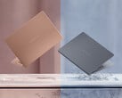 O ZenBook 14 OLED da Panther Lake promete até 18 horas de navegação na internet com uma carga completa. Na foto: uma imagem promocional mostrando as duas opções de cor do laptop.