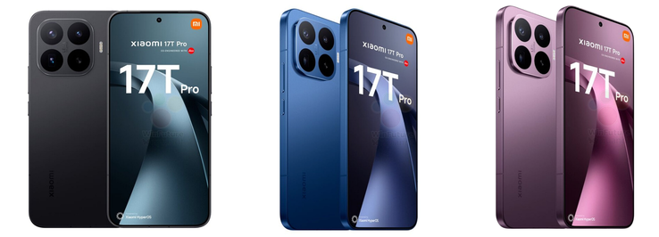 Renderizações de alta resolução do Xiaomi 17T Pro.