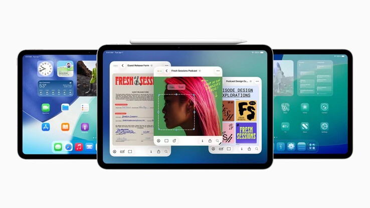 o iPadOS 26.1 apresenta novamente o "Slide Over", que permite que um aplicativo adicional seja exibido na borda direita da tela com um gesto de deslizar.