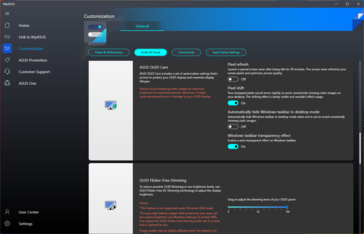 Configurações do MyAsus OLED