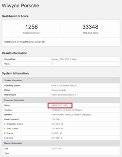 EPYC 7643. (Fonte de imagem: Geekbench)