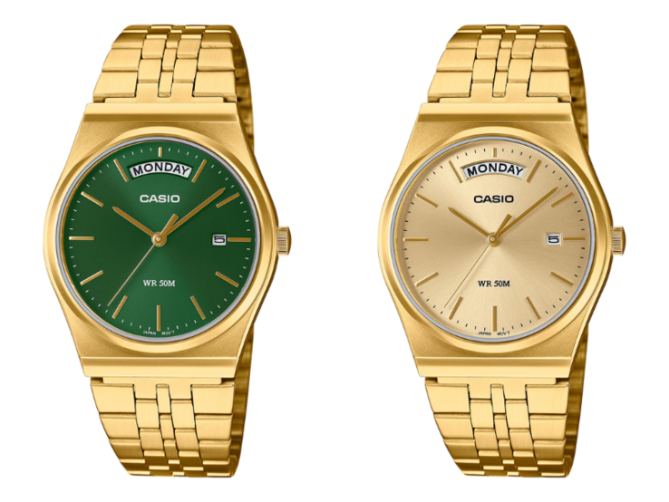 Os relógios Casio MTP-B146G-3AVEF (esquerda) e MTP-B146G-9AVEF (direita). (Fonte da imagem: Casio)