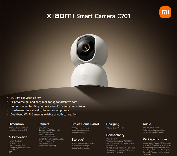 Principais destaques da câmera inteligente (Fonte da imagem: Xiaomi)