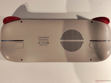 Há uma faixa de destaque e dois botões na parte de trás