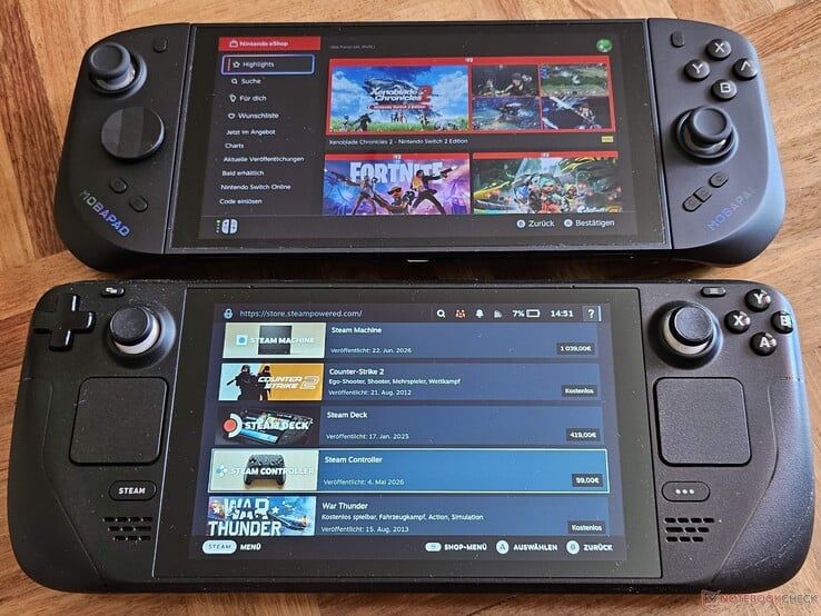 Com os controladores M12S, o Switch 2 tem praticamente o mesmo tamanho que o Steam Deck.