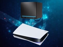 A Steam Machine vista acima do console PS5