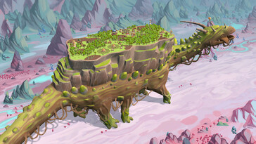 Uma imagem mostrando Onbu em The Wandering Village. (Fonte da imagem: Steam)