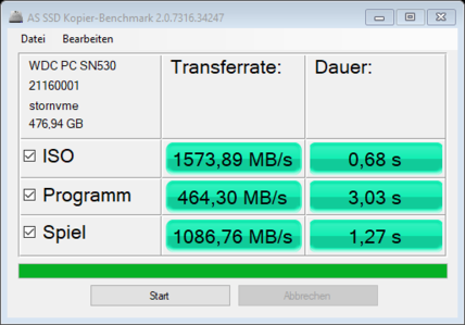 AS SSD - testes de cópia