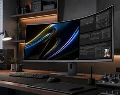 O monitor para jogos HKC Apocalypse 43H180C apresenta uma proporção de 24:9 e resolução 5k2k+. 